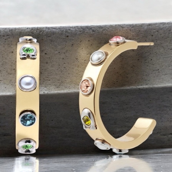 Coach Stone Signature Hoop Earrings - Picture 5 of 5